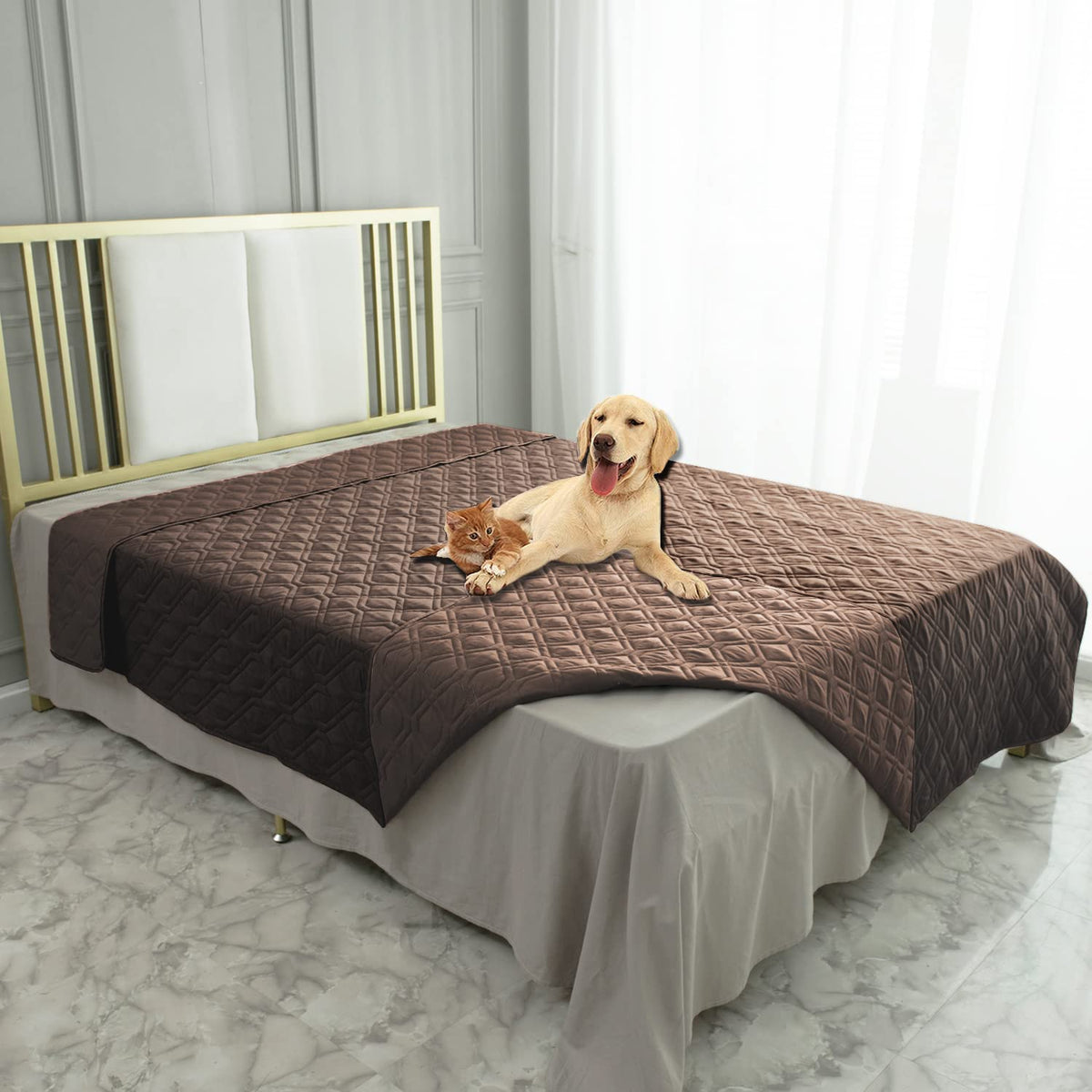 Ameritex waterproof furniture cover, reversible two colors guards sofas from spills.