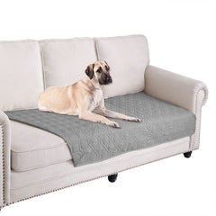 Ameritex waterproof reversible dog bed cover on couch protects furniture from spills.