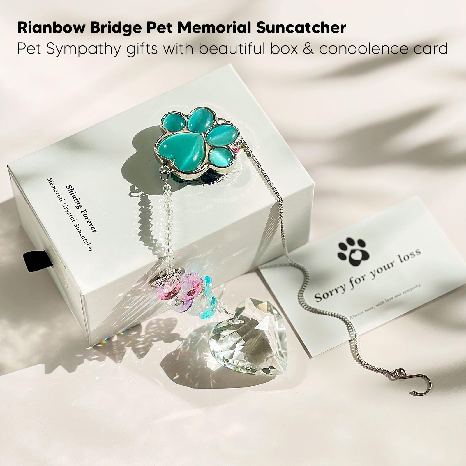 AMETHUARTZ Pet Memorial Suncatcher crystal sphere 40mm bathes room in rainbow light