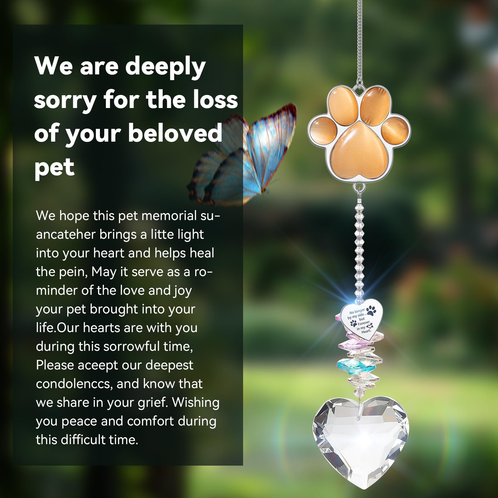 Gift-ready AMETHUARTZ pet memorial suncatcher for pet owners