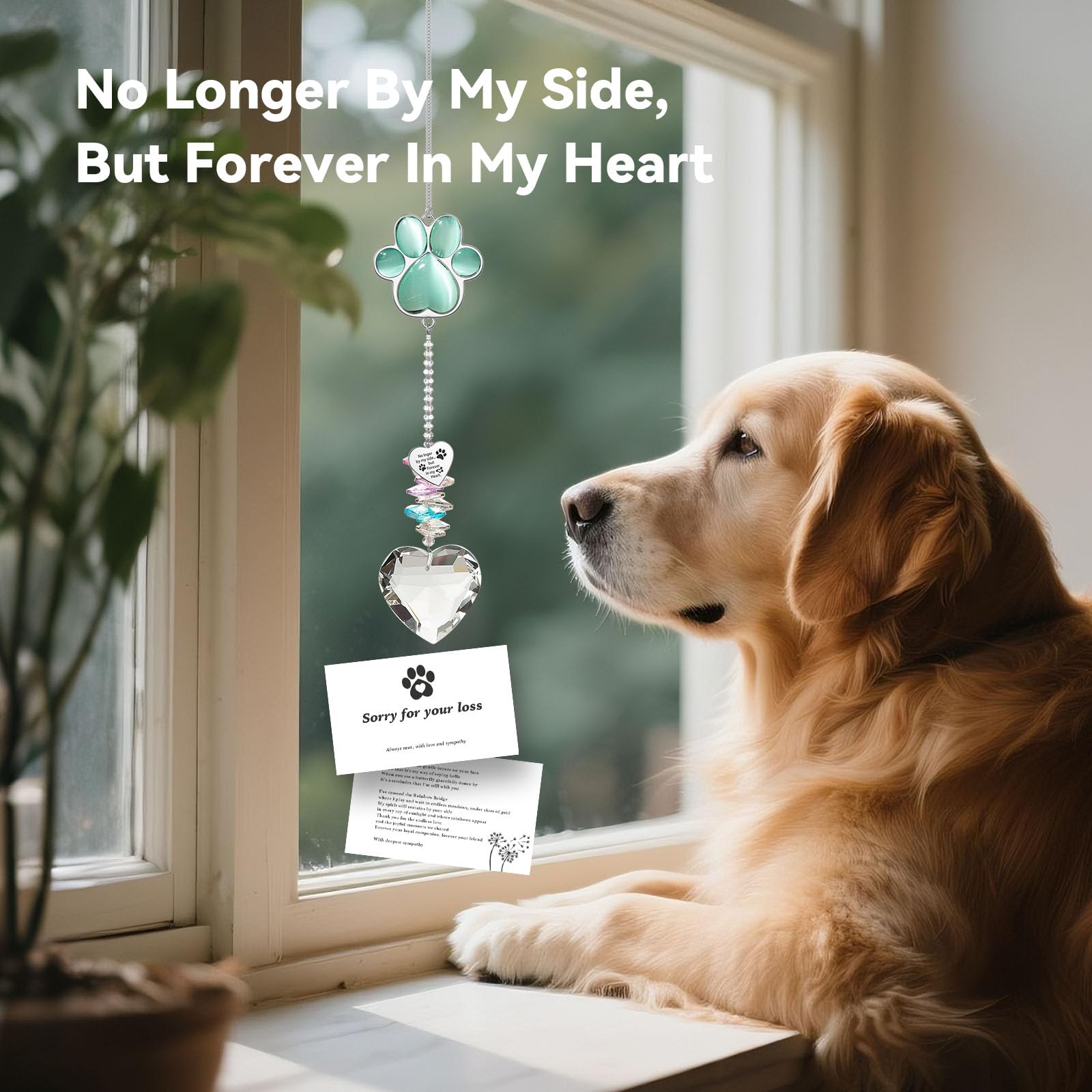 AMETHUARTZ Pet Memorial Suncatcher jade crystal centerpiece links to a heartfelt memorial