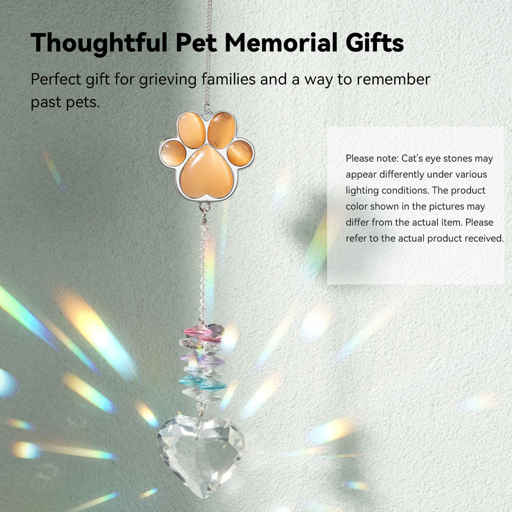 Paw charm focal point on AMETHUARTZ memorial suncatcher