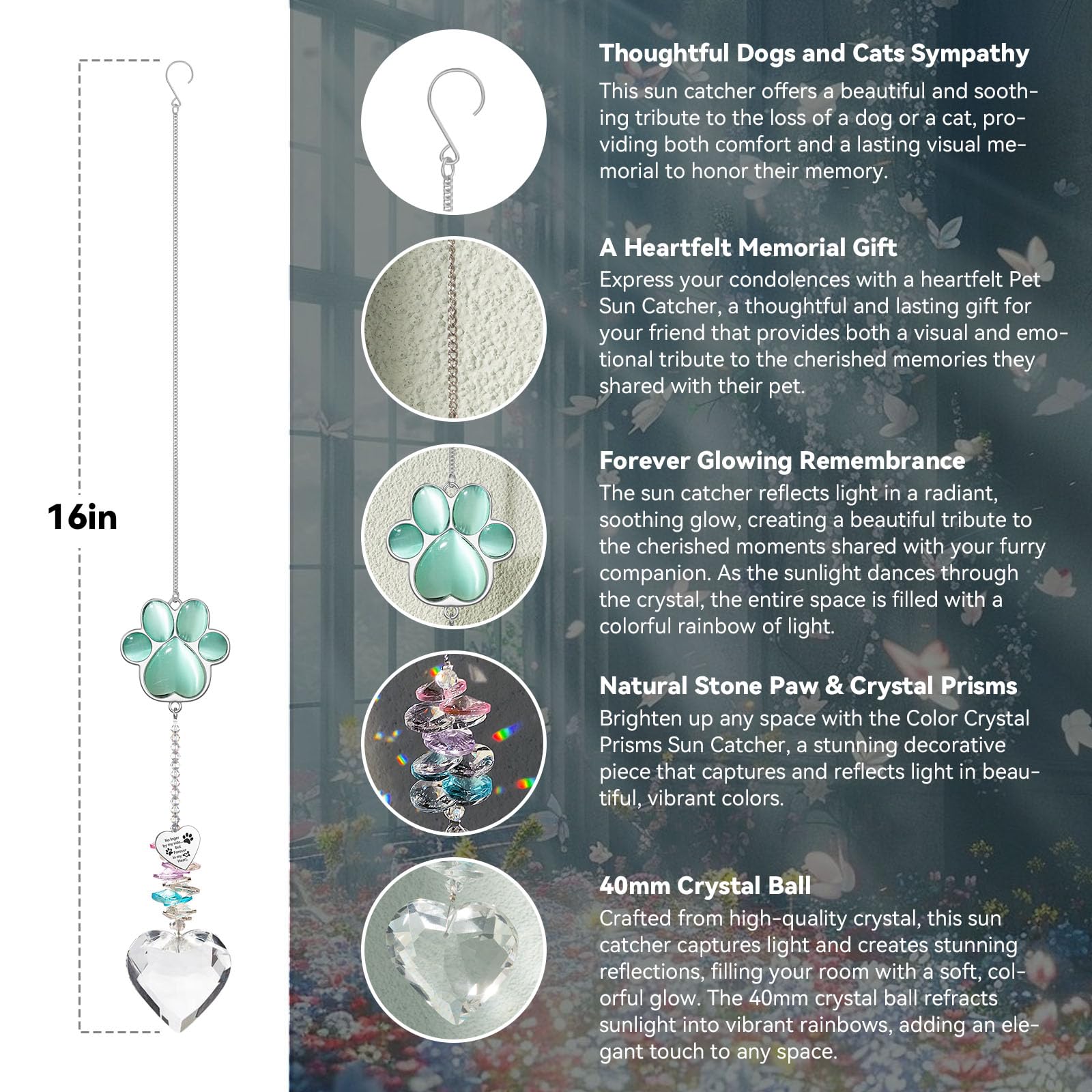 AMETHUARTZ Pet Memorial Suncatcher prismatic light evokes warm remembrance in daily life