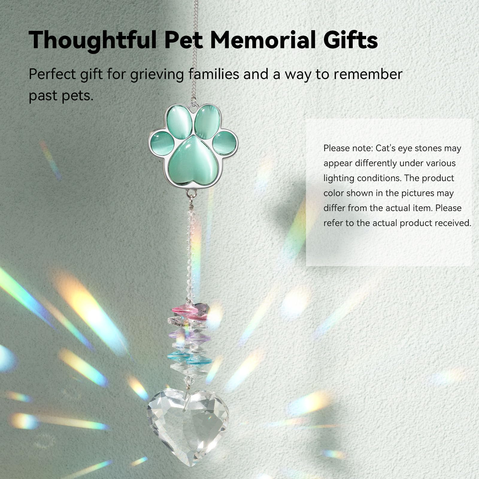 AMETHUARTZ Pet Memorial Suncatcher window hanging invites sunlight to dance with memories