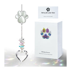 AMETHUARTZ pet memorial suncatcher: paw crystal shines in sunlight, creating comforting memories.