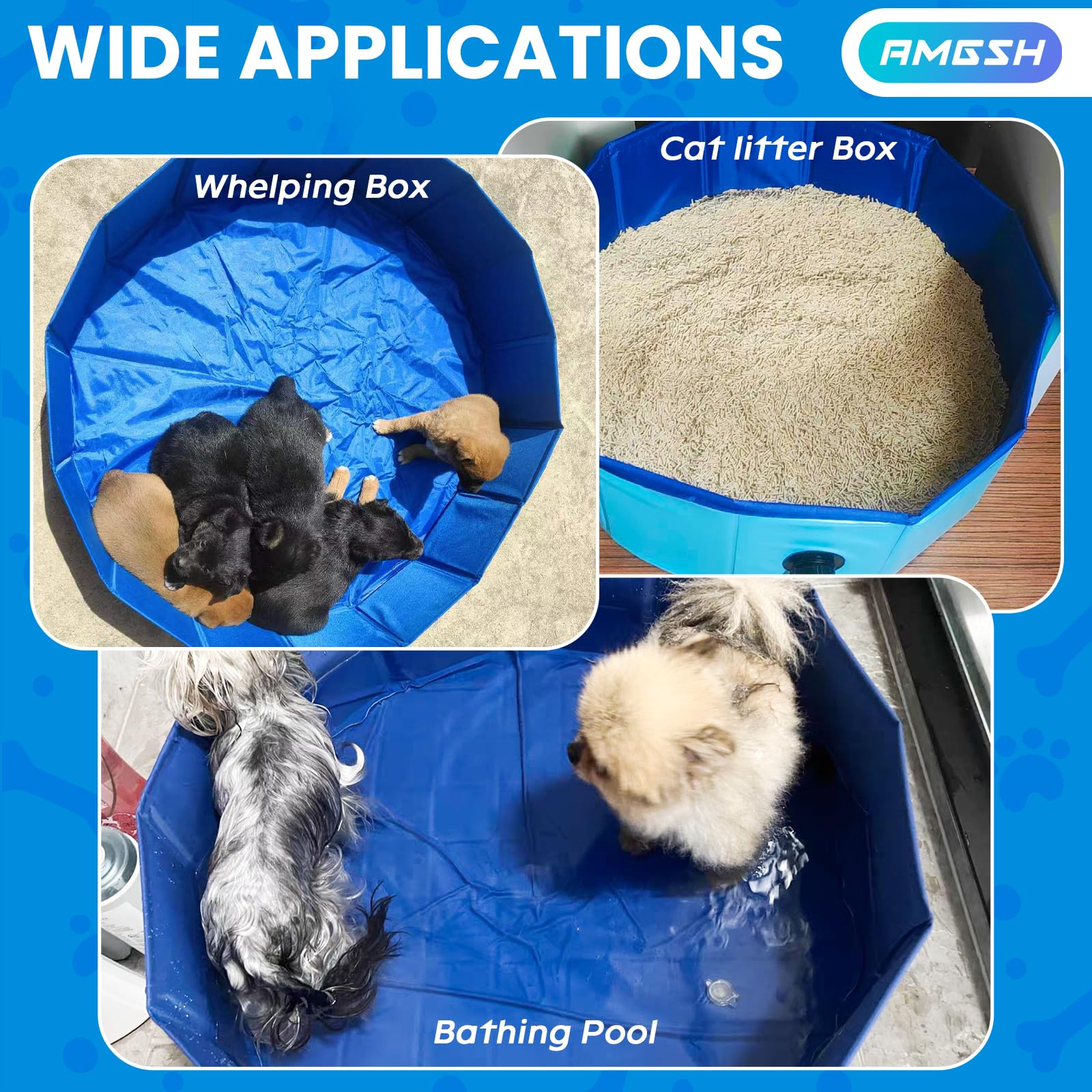 AMGSH multiuse whelping pool suitable for puppies, baths, or toy storage