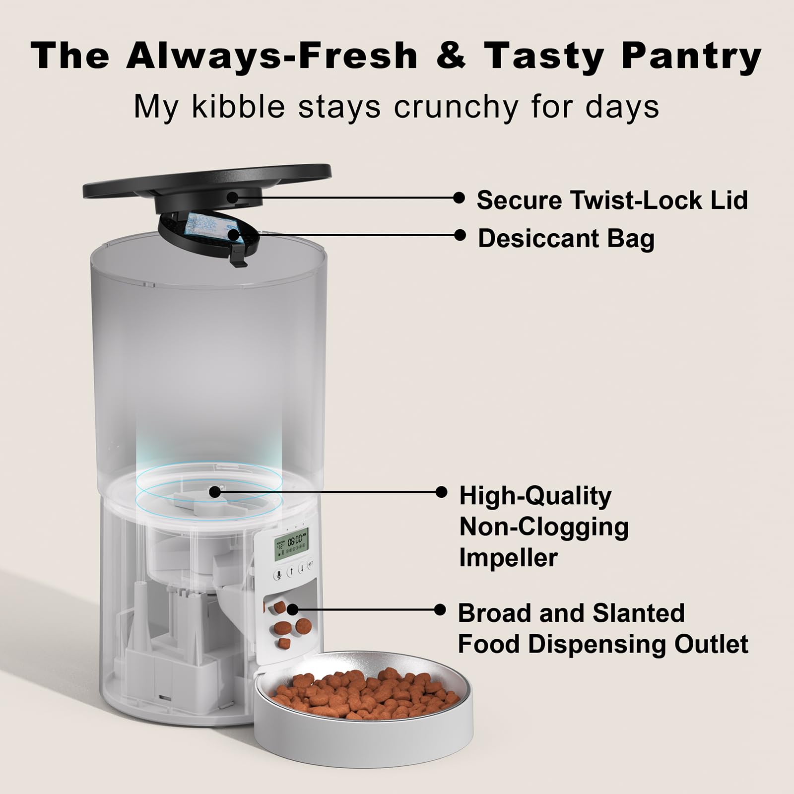 Amiaorican dual-lock lid ensures secure access to food.