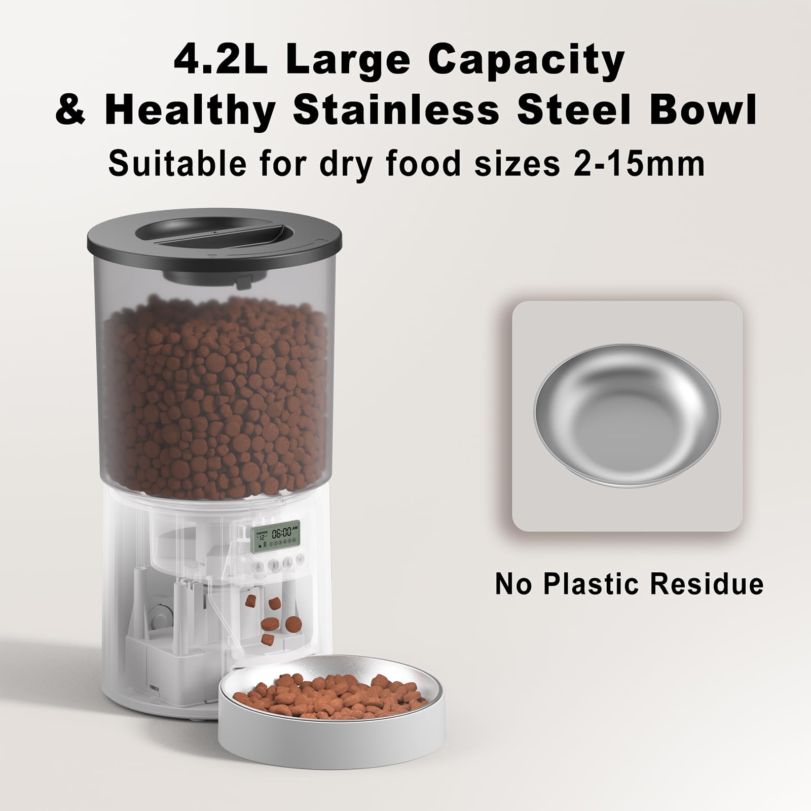 Amiaorican feeder voice recording feature lets you call your pet at mealtime.