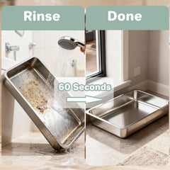 Amibud safe-rounded-corners litter box protects paws during handling.