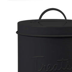 Amici Pet noir finish canister with ribbed base complements any decor.