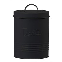 Amici Pet retro metal storage canister keeps treats fresh and organized.