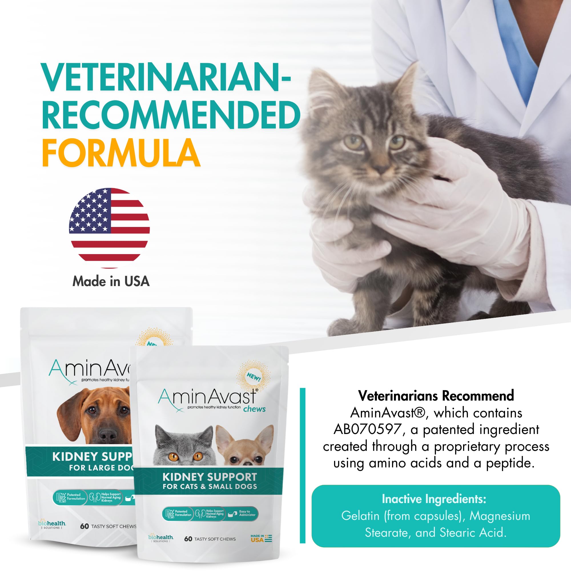AminAvast closeup emphasizes palatable texture and key kidney-friendly formulation.