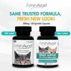 AminAvast capsules being mixed into cat food for easy daily supplementation