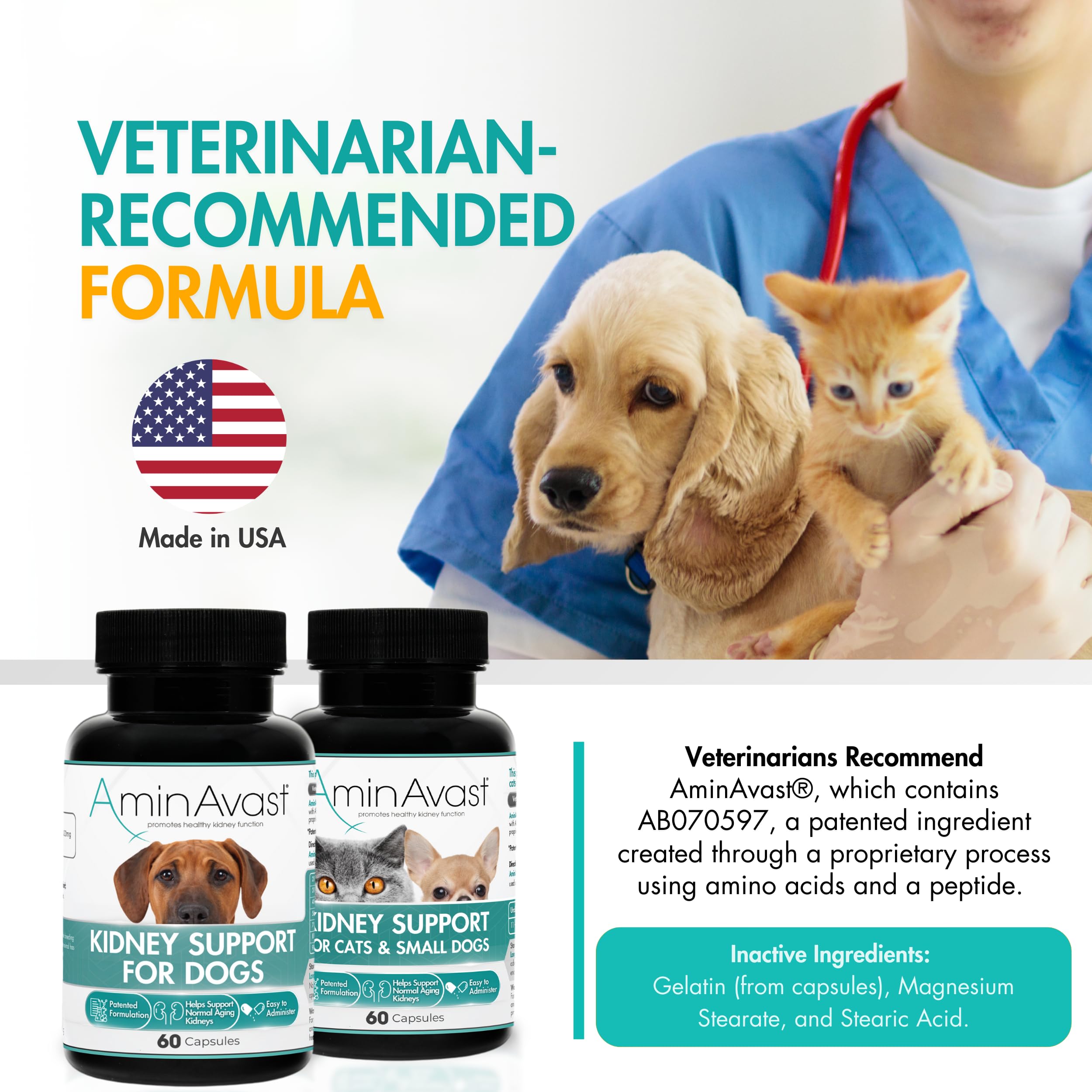 AminAvast capsules opened to sprinkle over wet food for dosing