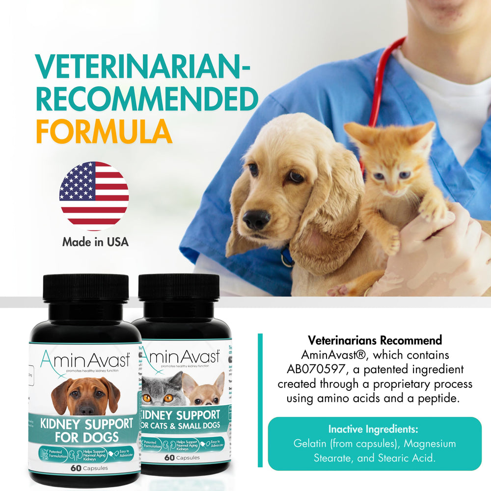 AminAvast capsules opened to sprinkle over wet food for dosing