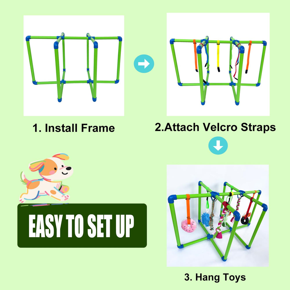 Amlmpet Puppy Play Gym dimensions 31.5 x 22.6 x 19 inches for small spaces.