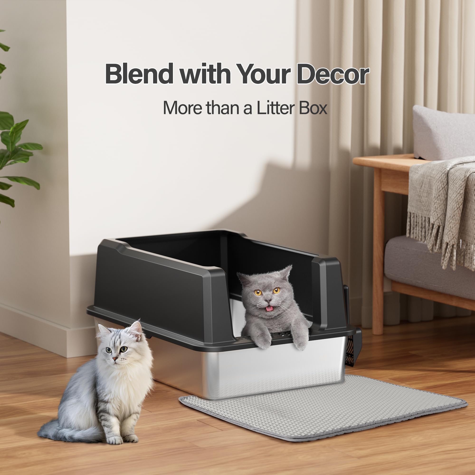 Amniau modern stainless-steel look blends with home decor.