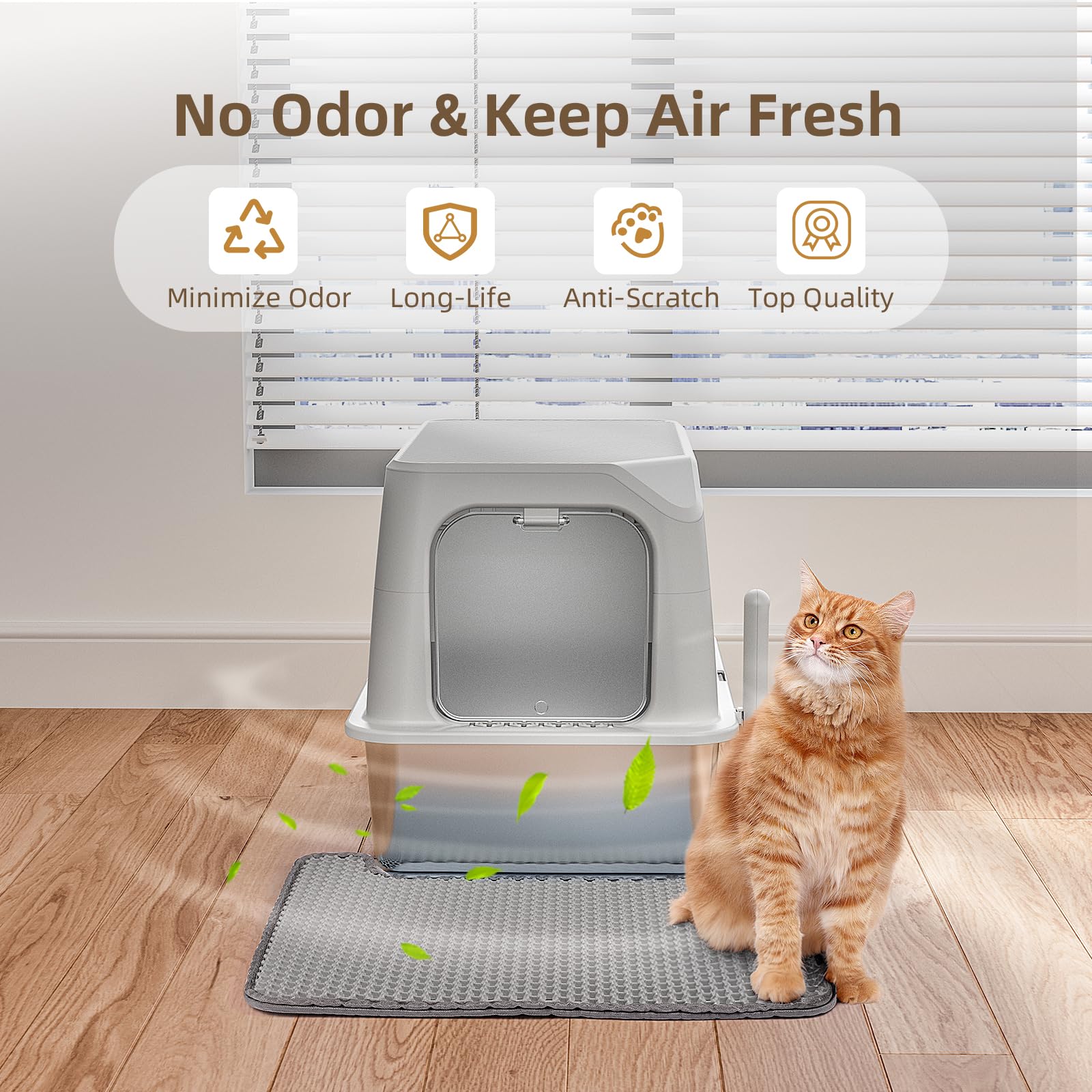 Amniau privacy enclosure reduces odor spread while providing comfortable space for cats