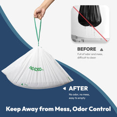 AMOGOGOPET drawstring closure seals litter and odors.