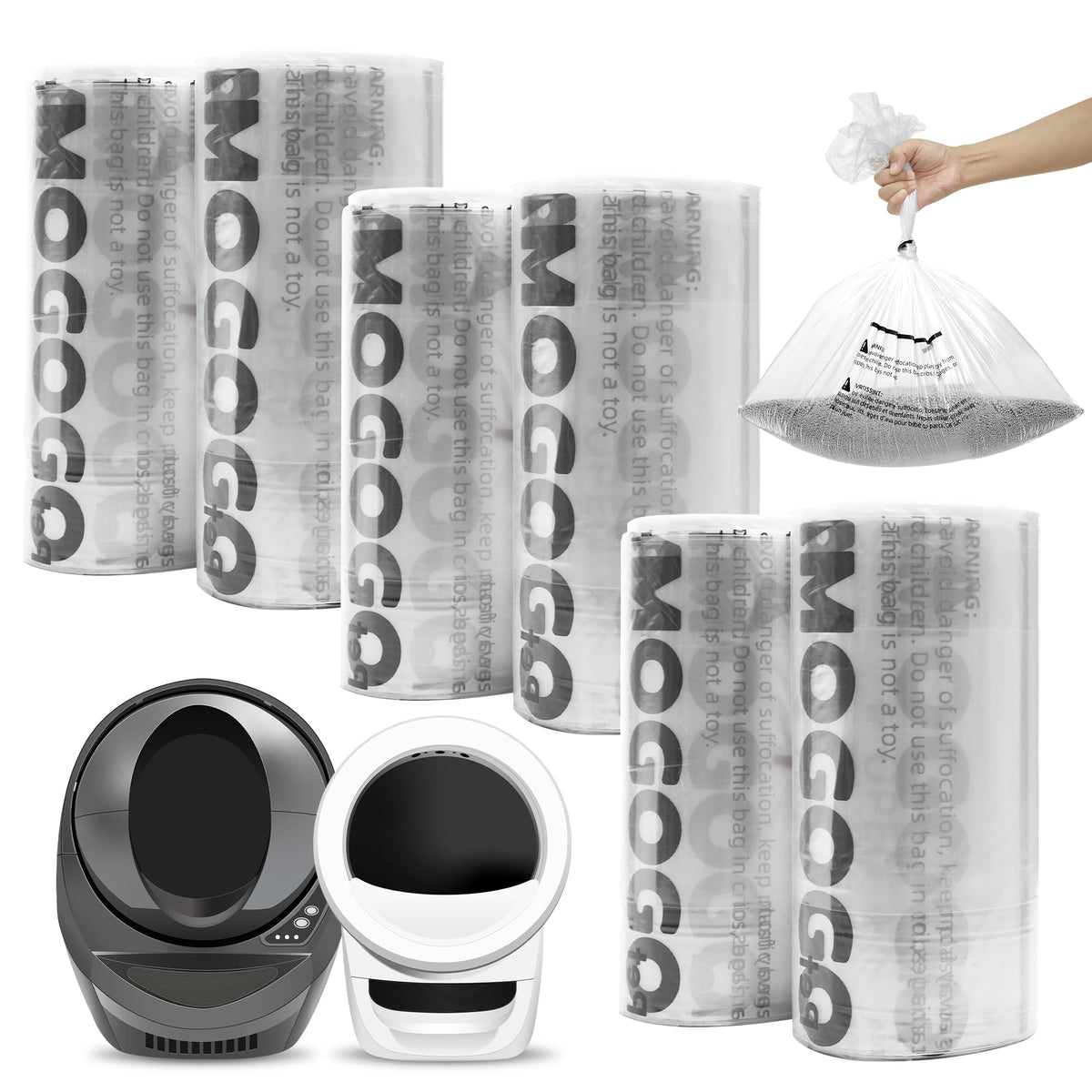 AMOGOGOPET waste bags compatible with Litter Robot 4/5/3 for seamless use