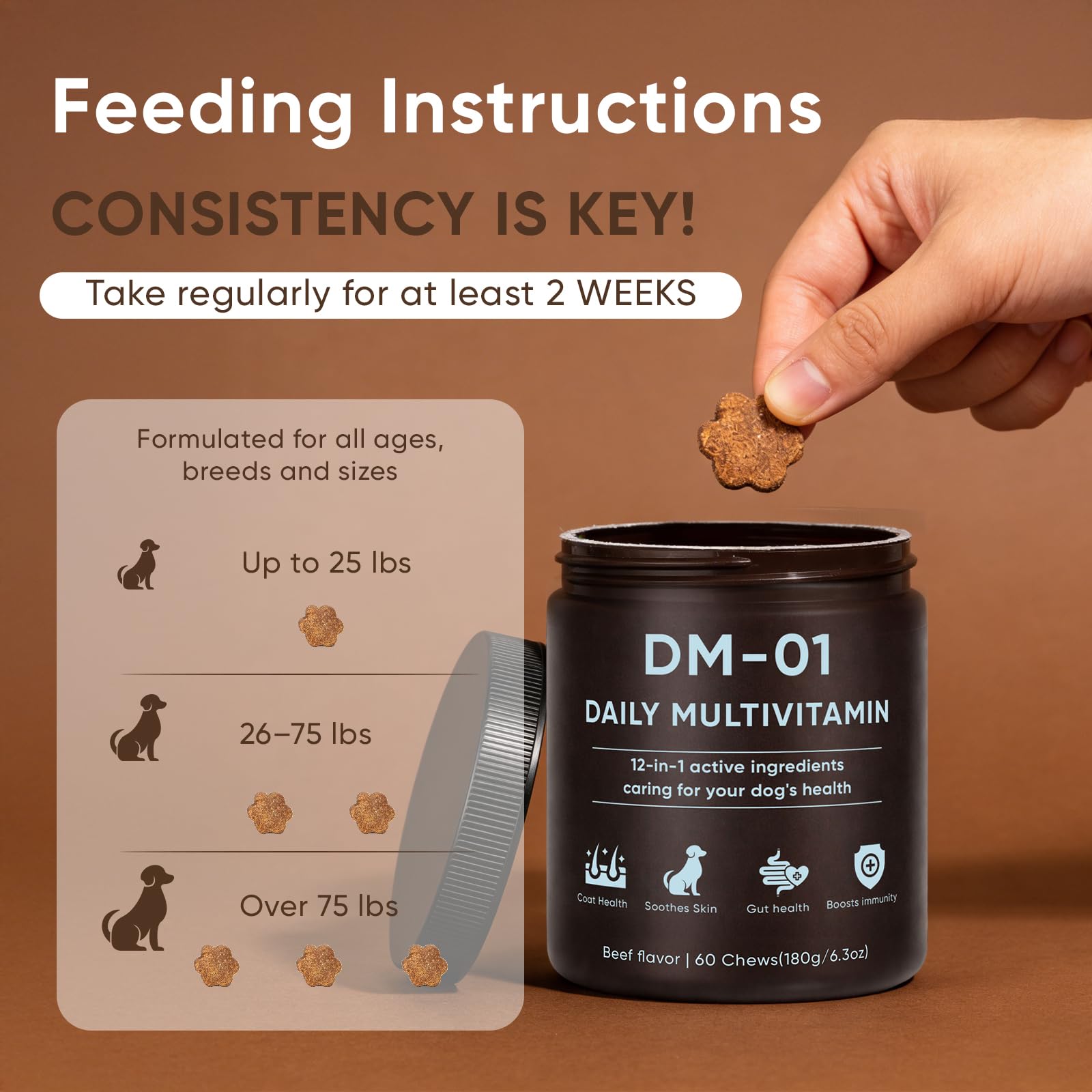 Packaging and bowl setup signaling digestive support from DM-01.
