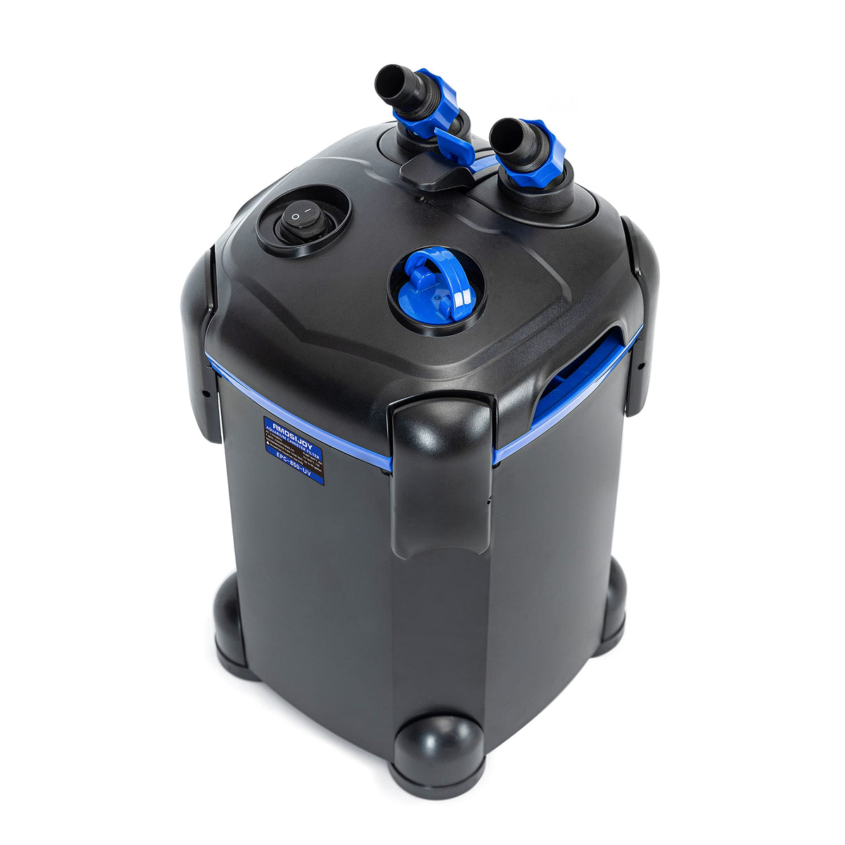 AMOSIJOY canister filter exterior for large aquarium setup, quiet operation.
