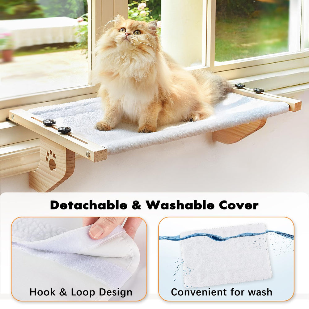 AMOSIJOY cat sill window perch plush cover adds soft warmth and easy cleaning