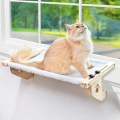 AMOSIJOY cat sill window perch with wood-metal frame for sunny lounging
