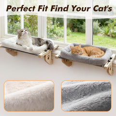 AMOSIJOY large-cat window perch holds up to 40 lbs for larger felines.