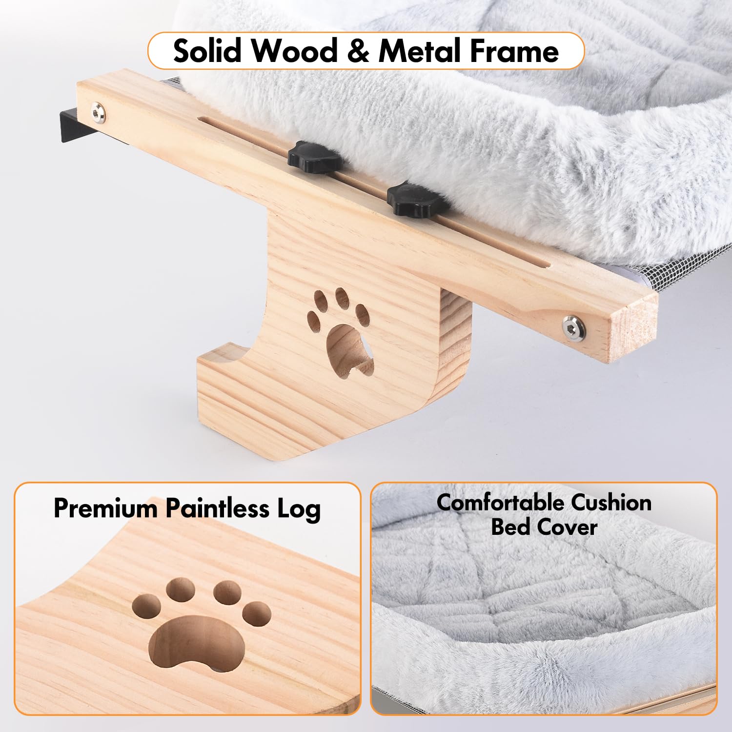 AMOSIJOY large-space perch supports up to 40 lbs for larger cats.