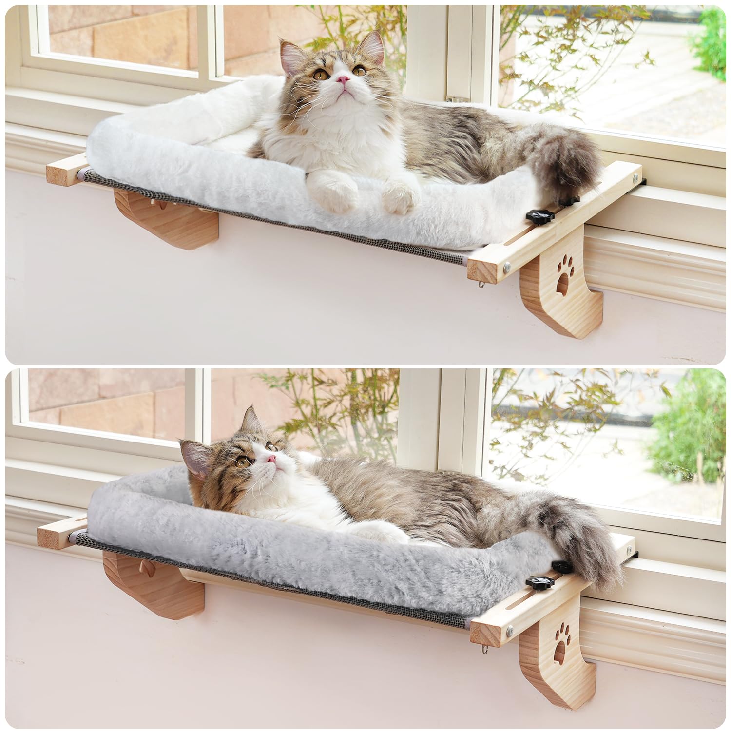 AMOSIJOY large-space window perch holds up to 40lbs for big cats