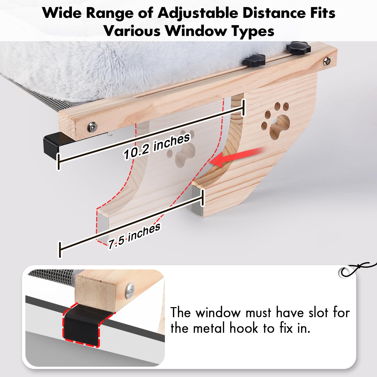 AMOSIJOY no-drill installation using metal hooks protects the sill.