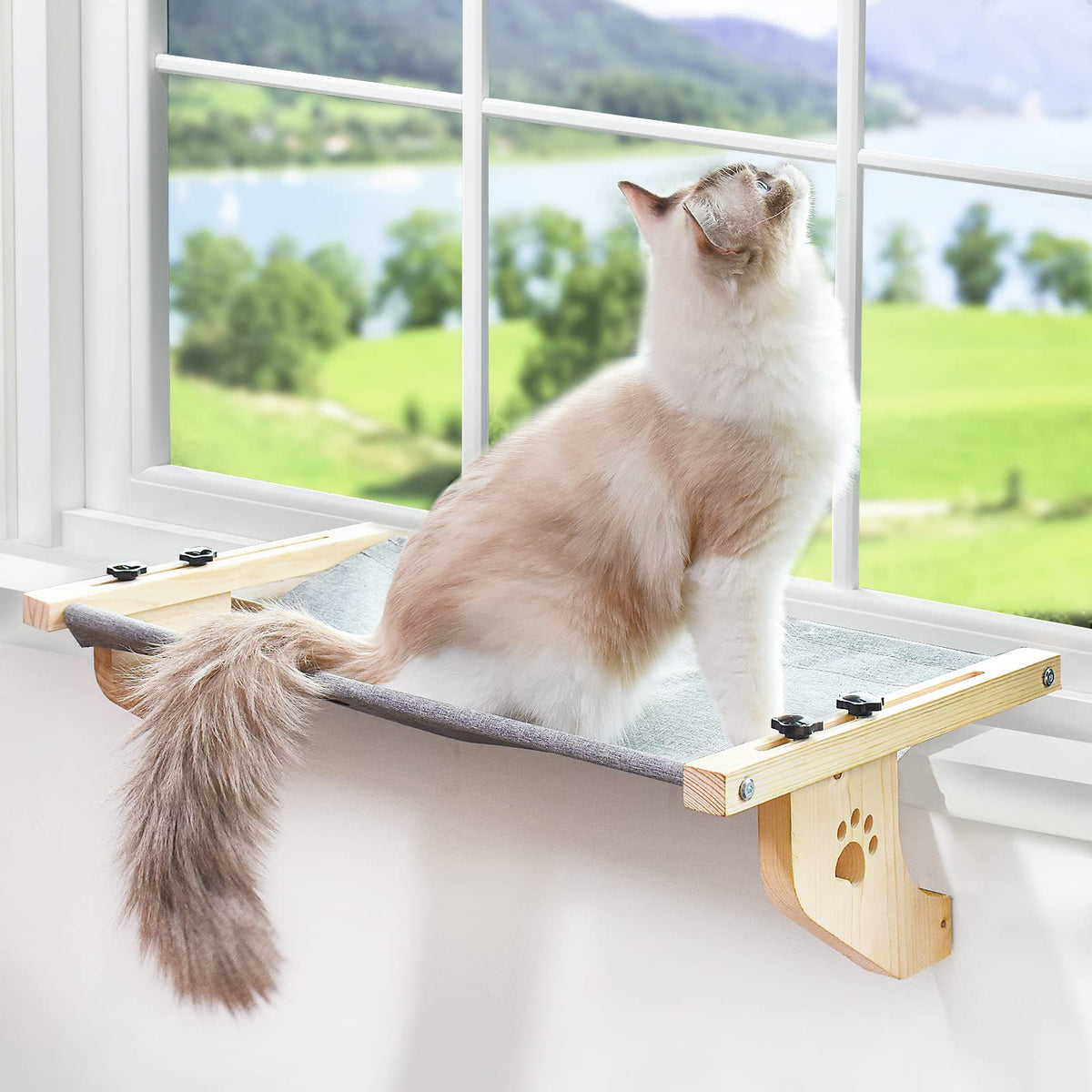 AMOSIJOY cat sill window perch assembly for secure, adjustable mounting
