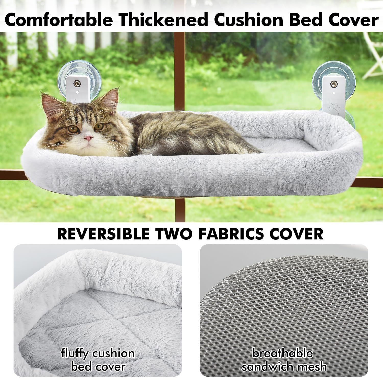 AMOSIJOY large cushion bed gray offers spacious lounge and sun warmth