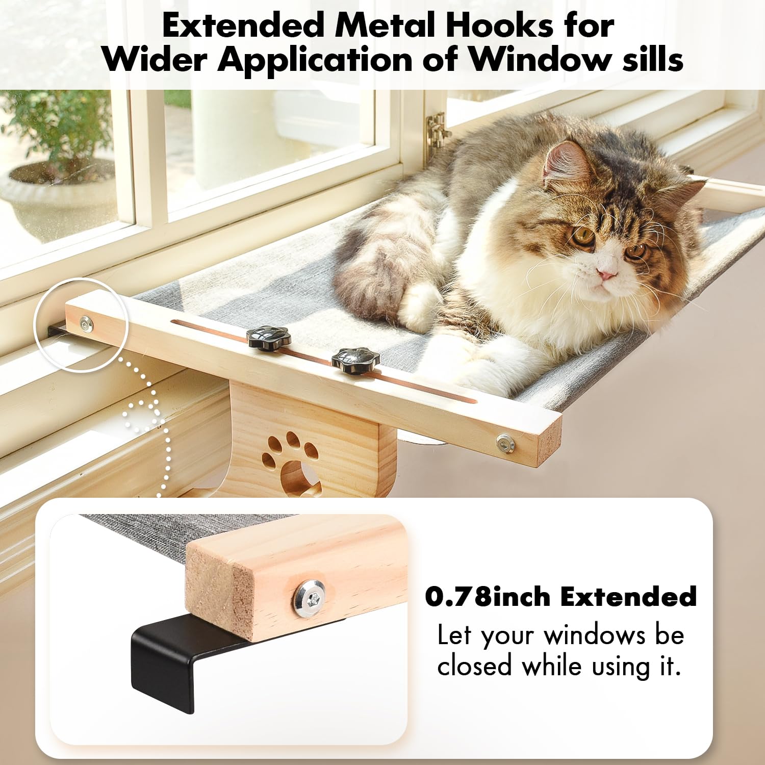 AMOSIJOY no-drilling window perch with sturdy hooks and supports