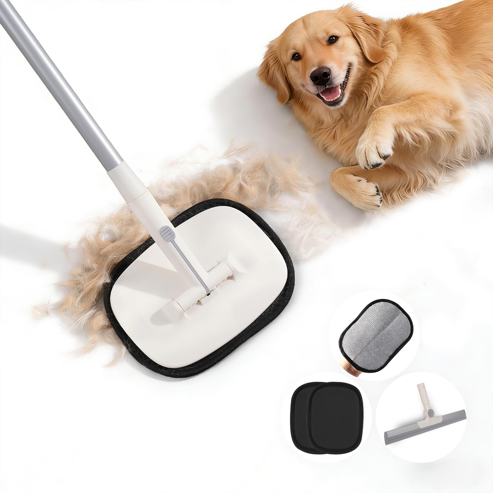 AMOSTIIIIIIC Pet Hair Remover assembled shows all-in-one design for easy cleaning.
