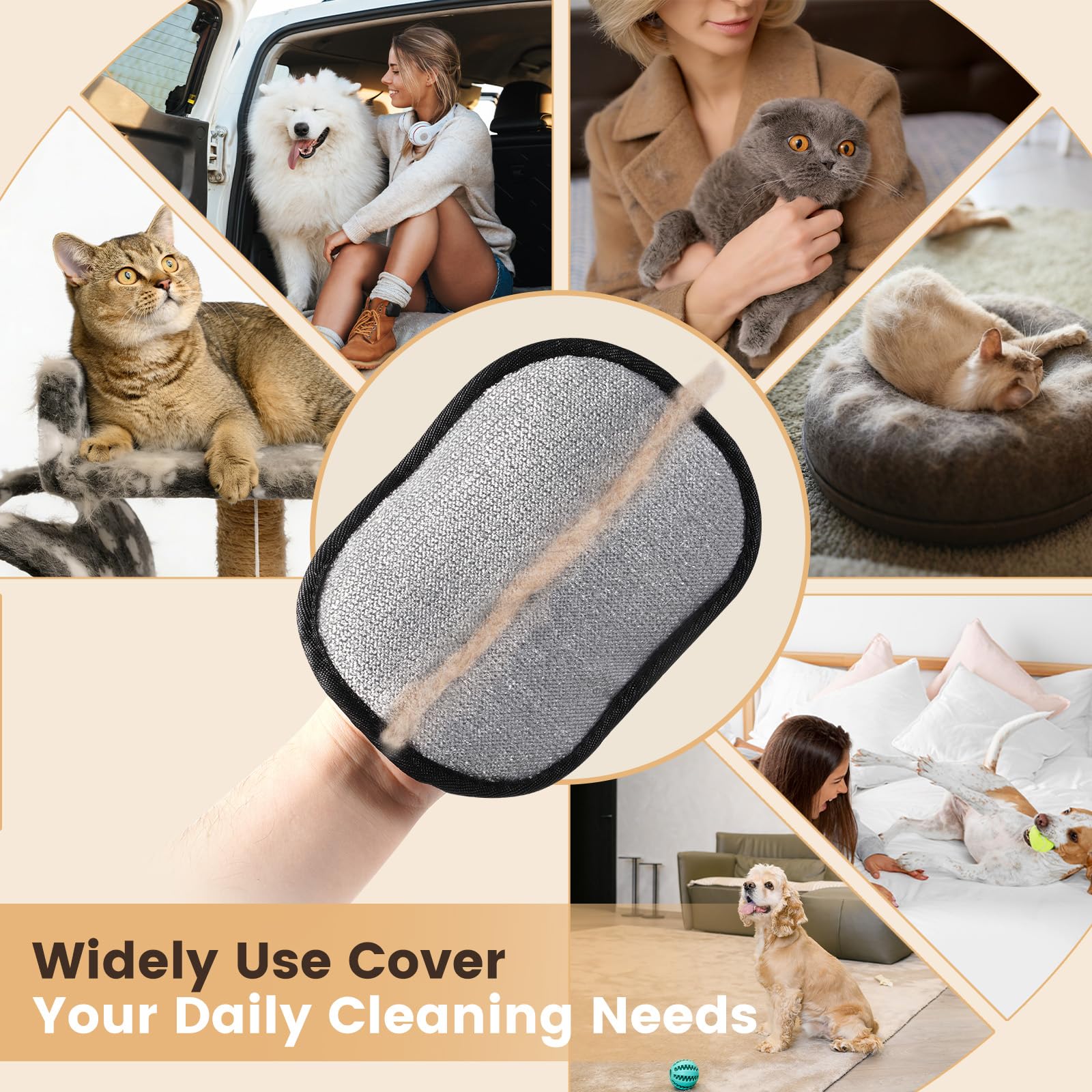 AMOSTIIIIIIC attached glove helps remove hair from clothes easily.