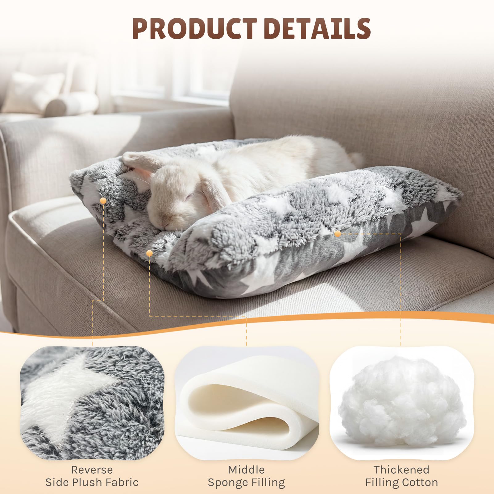 Amremsu rabbit bed detachable washable cover is easy to clean and maintain