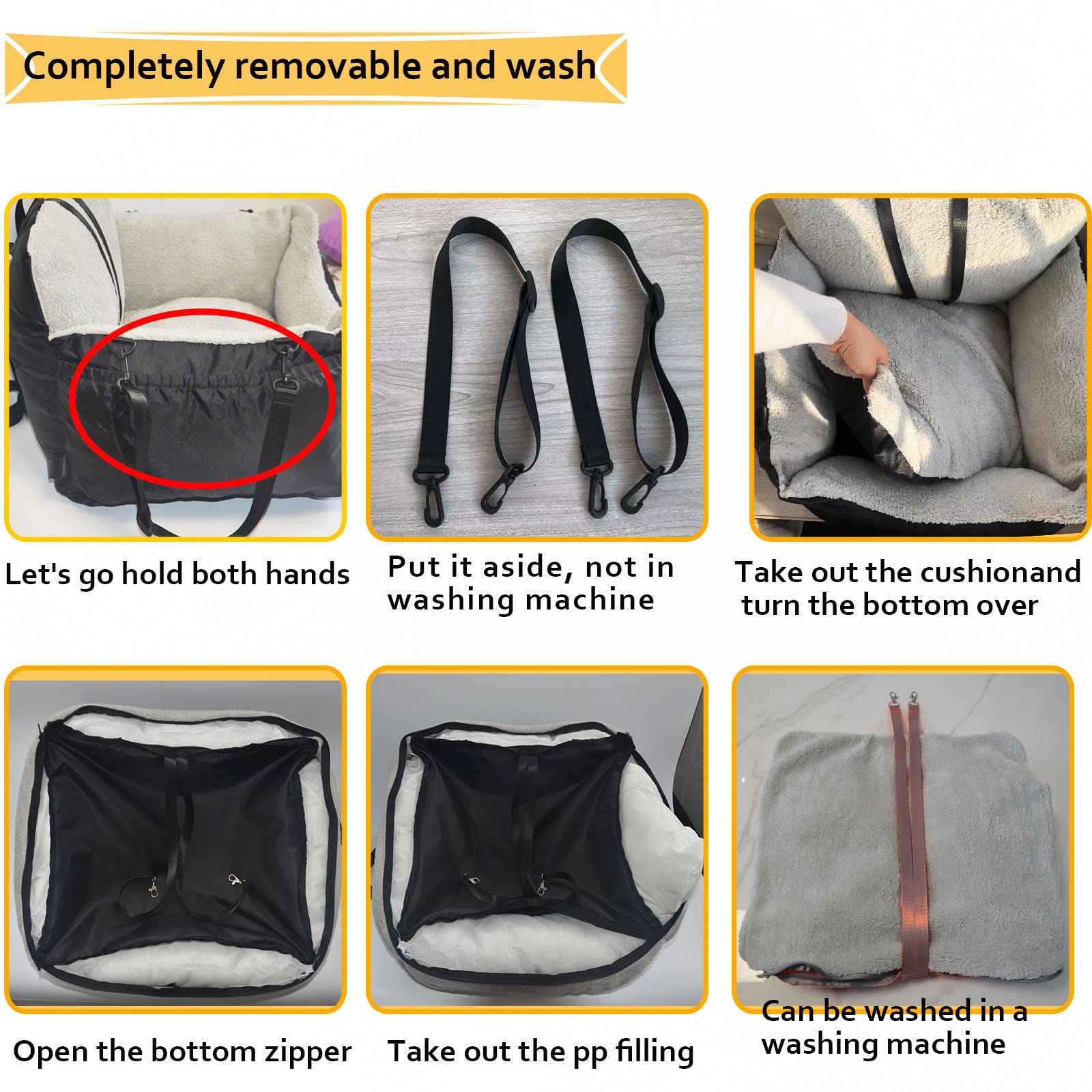 Amremsu small dogs car seat fits front or back seat for flexible placement