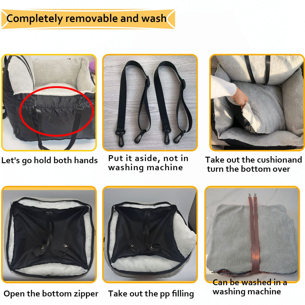 Amremsu small dogs car seat fits front or back seat for flexible placement