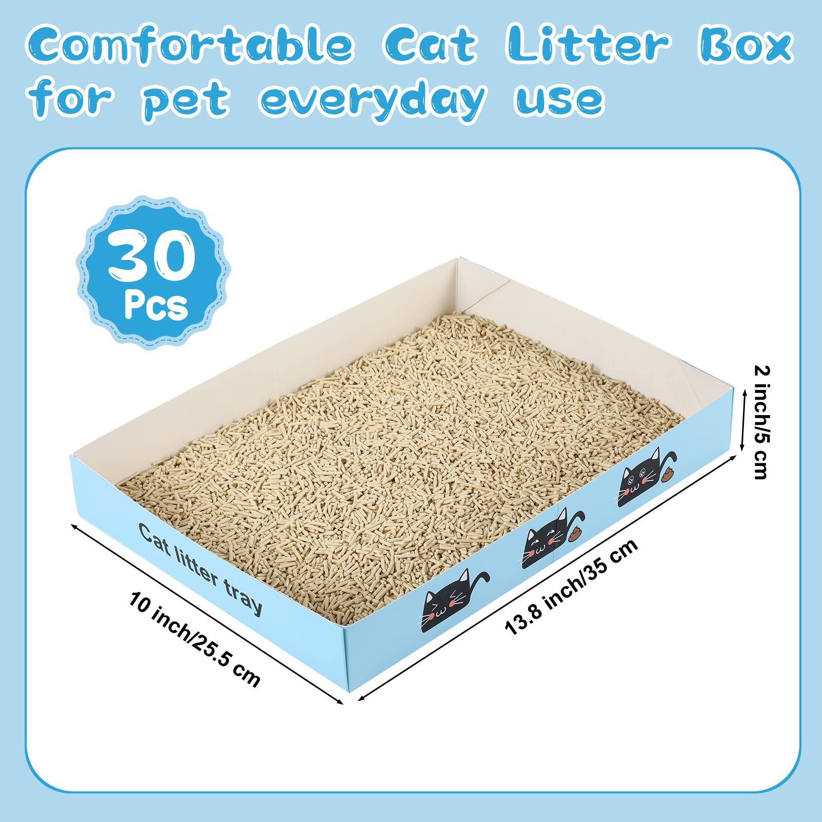 Amyhill disposable litter box with patterns, 30-pack for easy replacement.