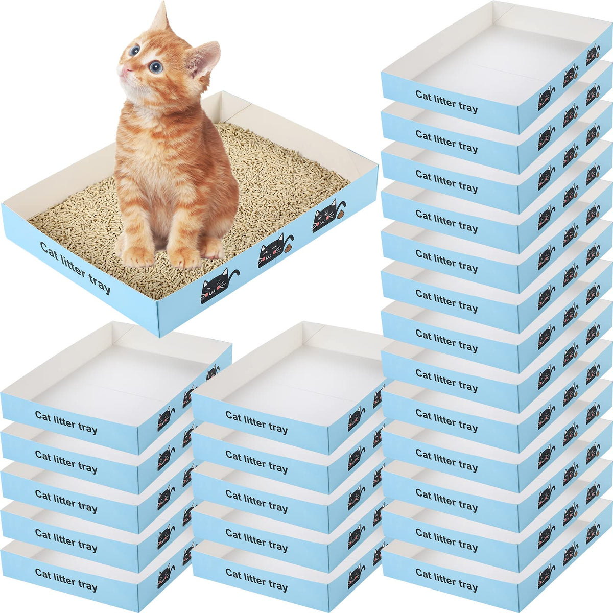 Amyhill foldable blue cat litter box, compact 13.8x10x2 inches for indoor use.