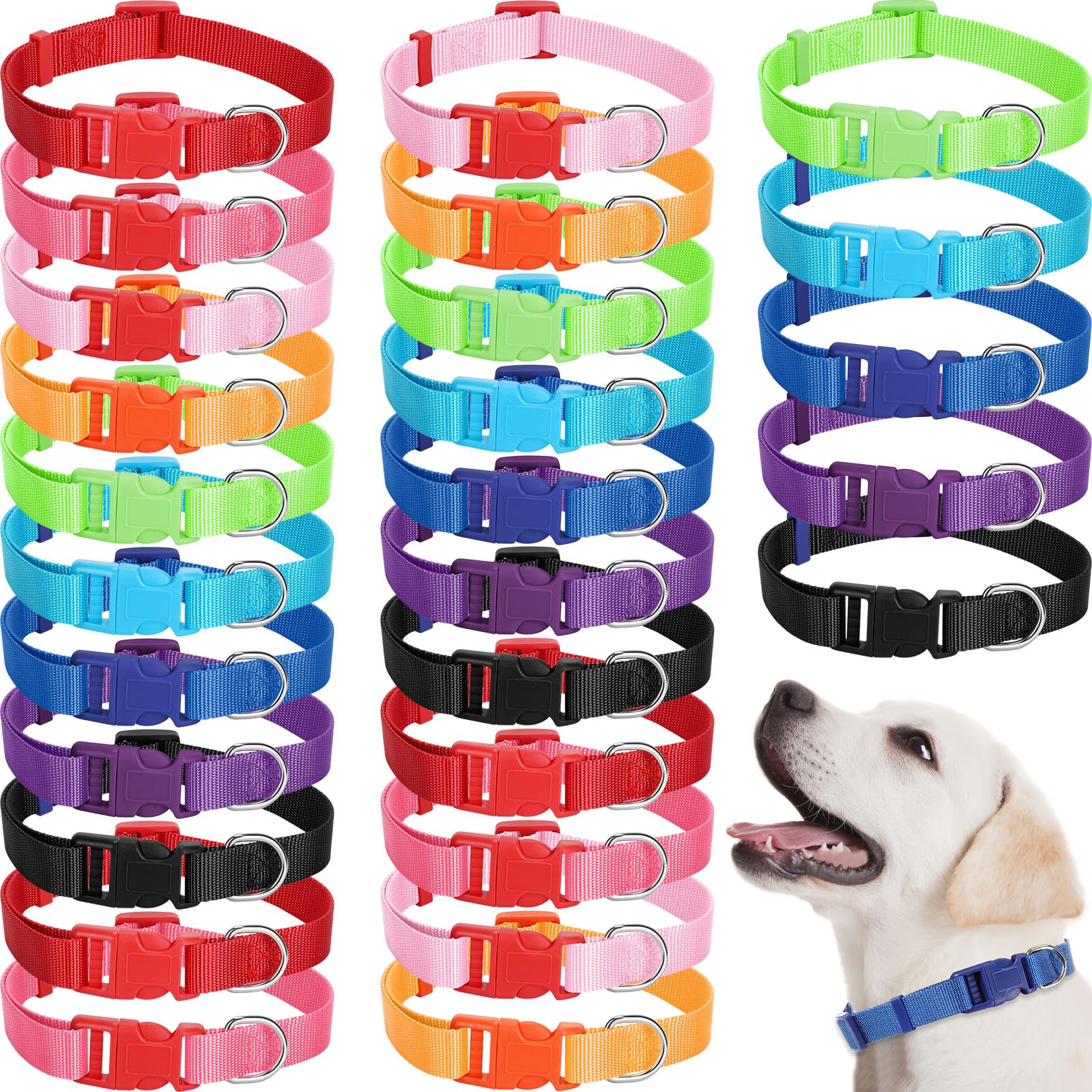 Amylove 27-piece dog collar pack in multiple colors for daily wear.