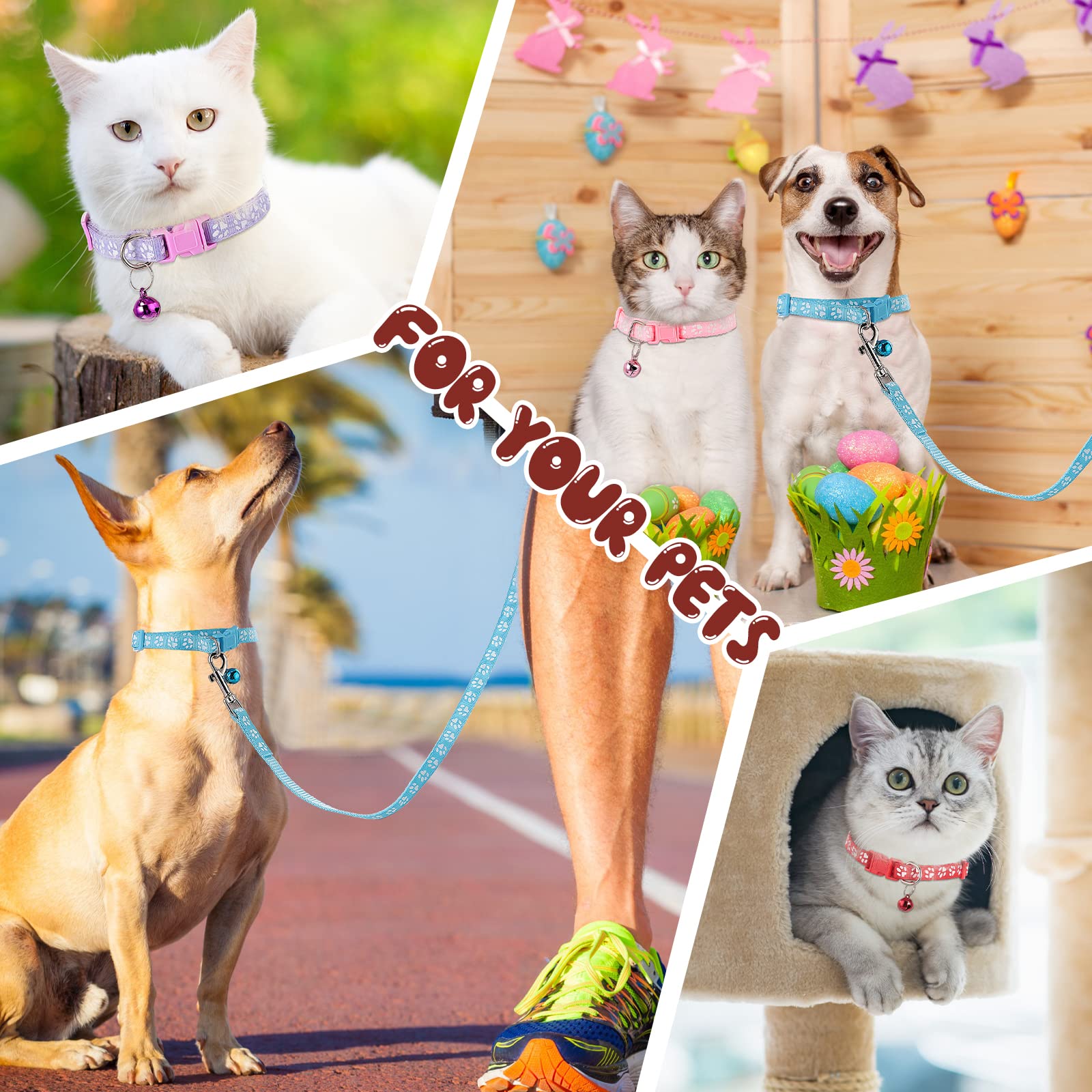 Amylove cute bell paw-pattern collar adds charm and helps locate your dog.