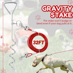 Amylove spiral stake 16-inch provides stable grounding for dogs.
