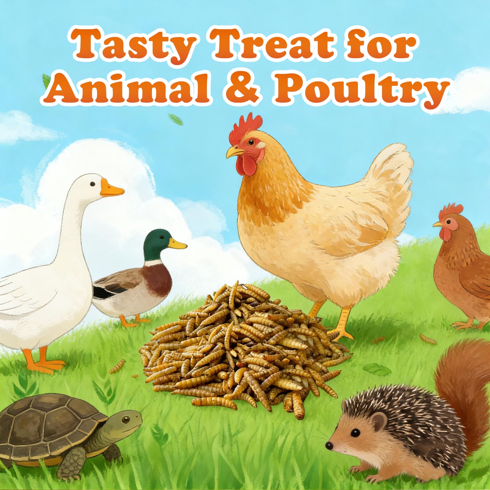 Amzey BSF larvae product image, supports strong eggshells in birds.