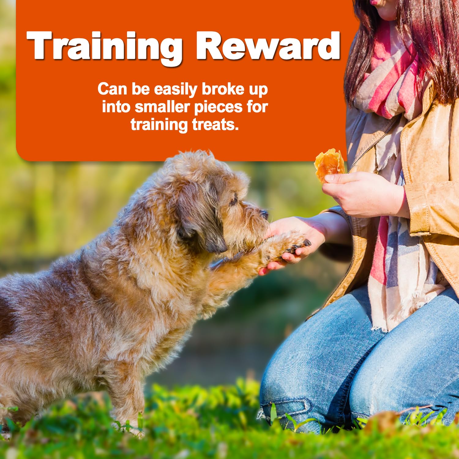 Amzey Chicken Jerky Dog Treats training reward ideal for recalls on walks.