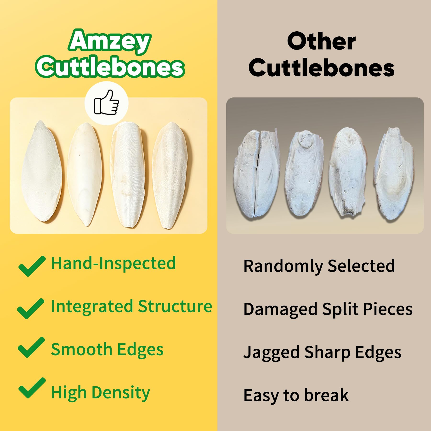 Amzey sun-dried cuttlebone calcium for eggshell support.
