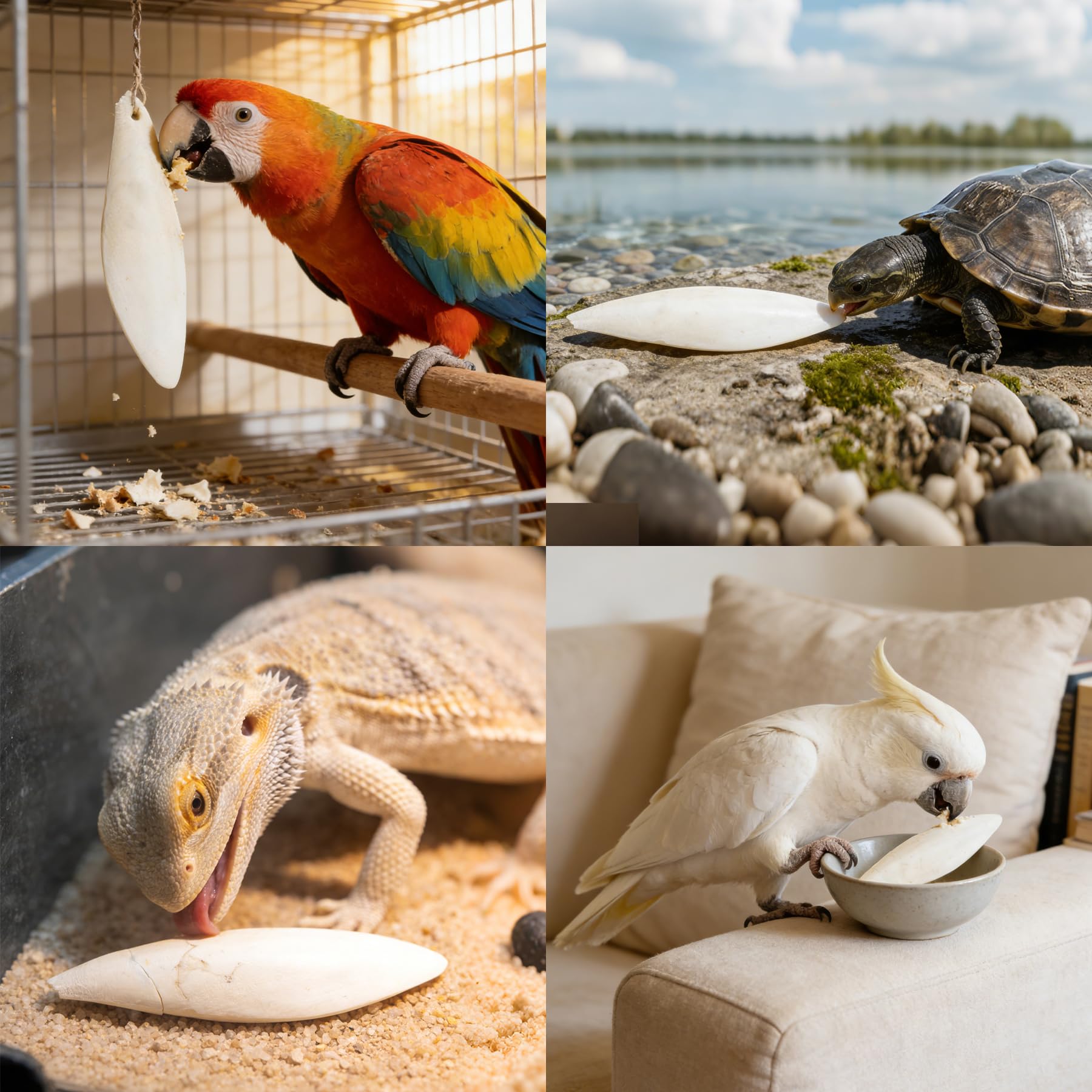 Amzey cuttlebone multi-pet use for birds and reptiles.