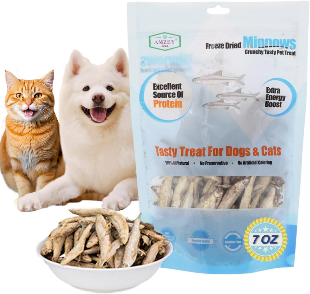 Amzey Minnows Treats for cats and dogs offer a flavorful protein option.